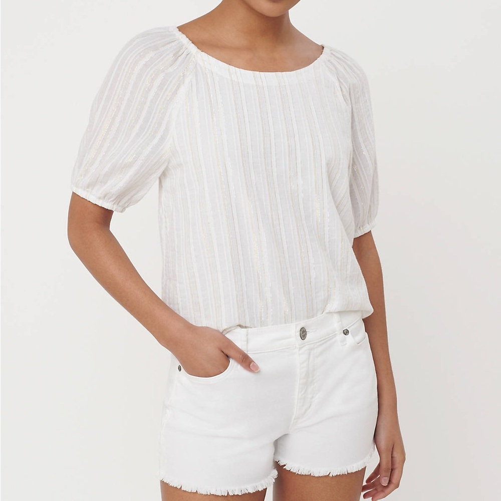 LOFT Shimmer Stripe Relaxed Boatneck Blouse
